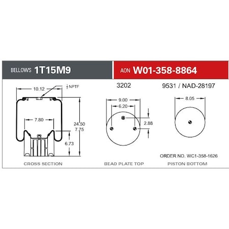 Firestone Air Spring, Suspension, 1T-Reversible Sleeve, W013588864 W013588864